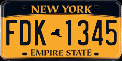 NY license plate FDK1345
