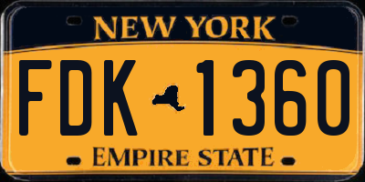 NY license plate FDK1360