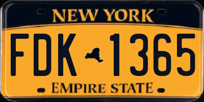 NY license plate FDK1365