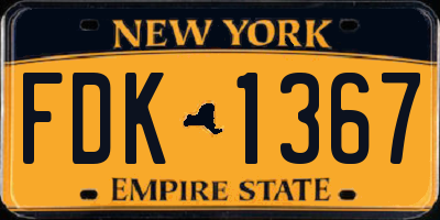 NY license plate FDK1367