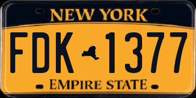 NY license plate FDK1377