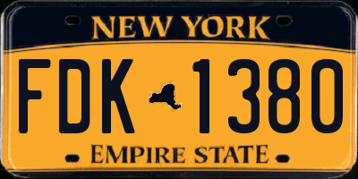 NY license plate FDK1380