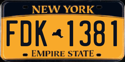 NY license plate FDK1381