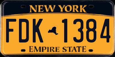 NY license plate FDK1384