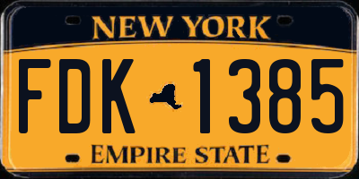 NY license plate FDK1385