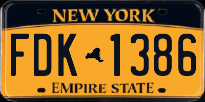 NY license plate FDK1386