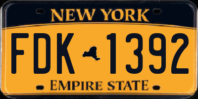 NY license plate FDK1392