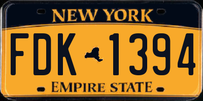 NY license plate FDK1394