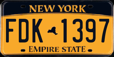 NY license plate FDK1397