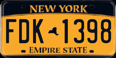 NY license plate FDK1398