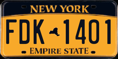 NY license plate FDK1401