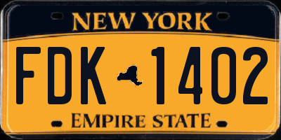 NY license plate FDK1402