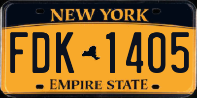 NY license plate FDK1405
