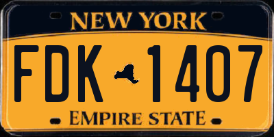 NY license plate FDK1407