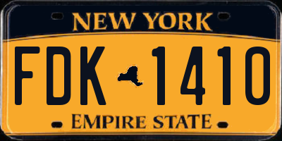 NY license plate FDK1410