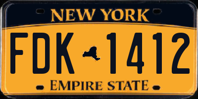 NY license plate FDK1412