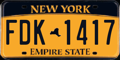 NY license plate FDK1417