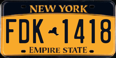 NY license plate FDK1418