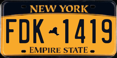 NY license plate FDK1419