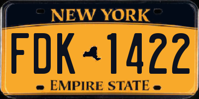 NY license plate FDK1422