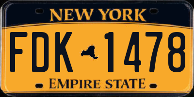 NY license plate FDK1478
