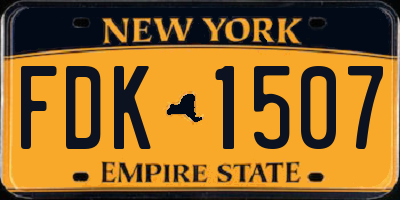 NY license plate FDK1507