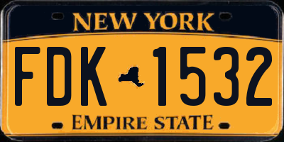 NY license plate FDK1532