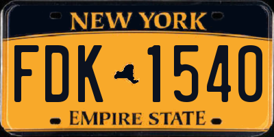NY license plate FDK1540