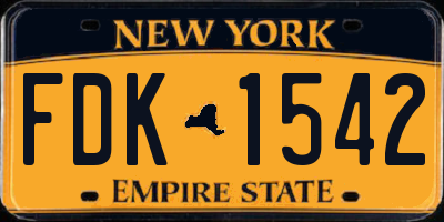 NY license plate FDK1542