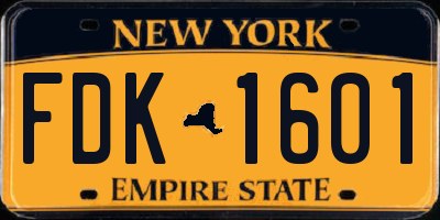 NY license plate FDK1601