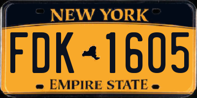 NY license plate FDK1605