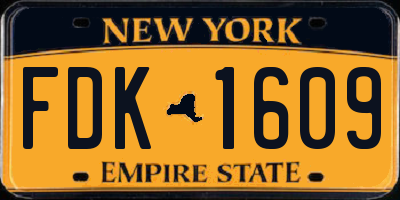 NY license plate FDK1609