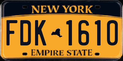NY license plate FDK1610