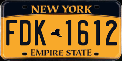 NY license plate FDK1612
