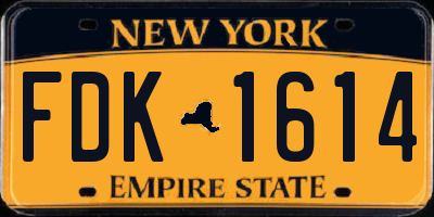 NY license plate FDK1614