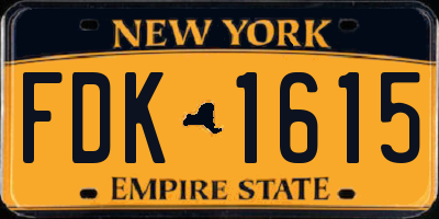 NY license plate FDK1615