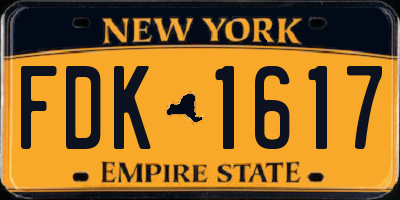 NY license plate FDK1617
