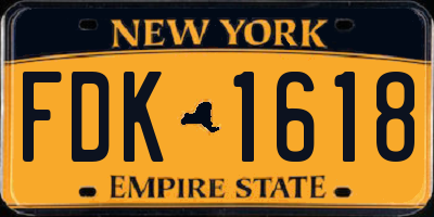 NY license plate FDK1618