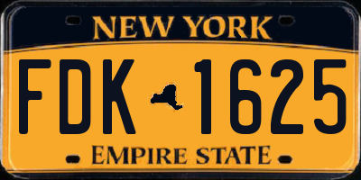 NY license plate FDK1625
