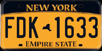 NY license plate FDK1633