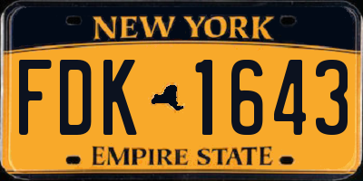 NY license plate FDK1643