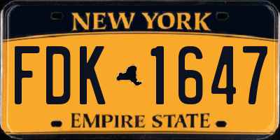 NY license plate FDK1647