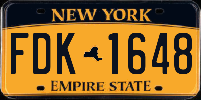 NY license plate FDK1648