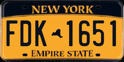 NY license plate FDK1651