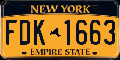 NY license plate FDK1663