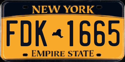 NY license plate FDK1665