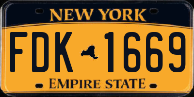 NY license plate FDK1669