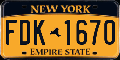 NY license plate FDK1670