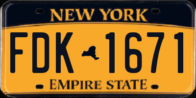 NY license plate FDK1671