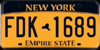 NY license plate FDK1689